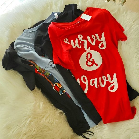 Graphic Tee's Black/Red/Light Blue Bundle SZ 1X/1XL - Picture 1 of 13